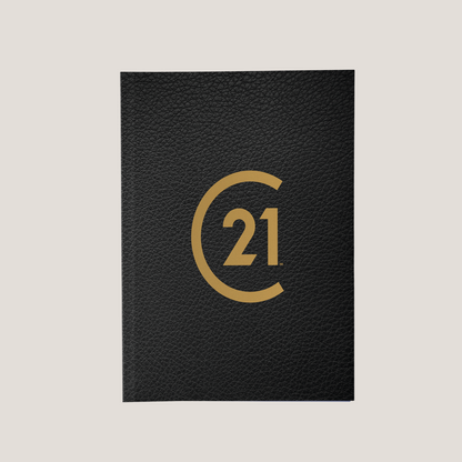 C21 Black Leather - Lay Flat POCKET FOLDER - CLEARANCE (40 Pack)