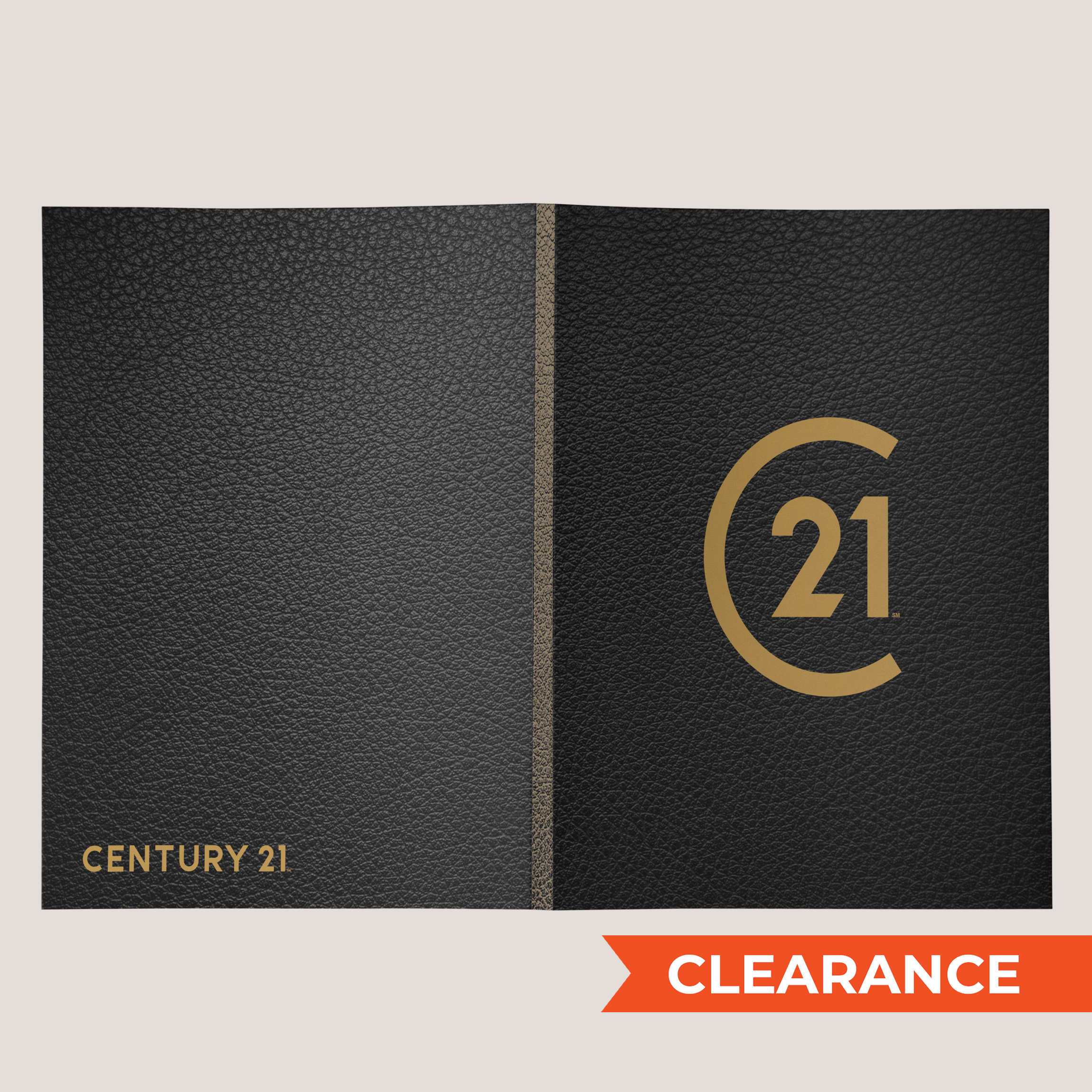 C21 Black Leather - Lay Flat POCKET FOLDER - CLEARANCE (40 Pack)