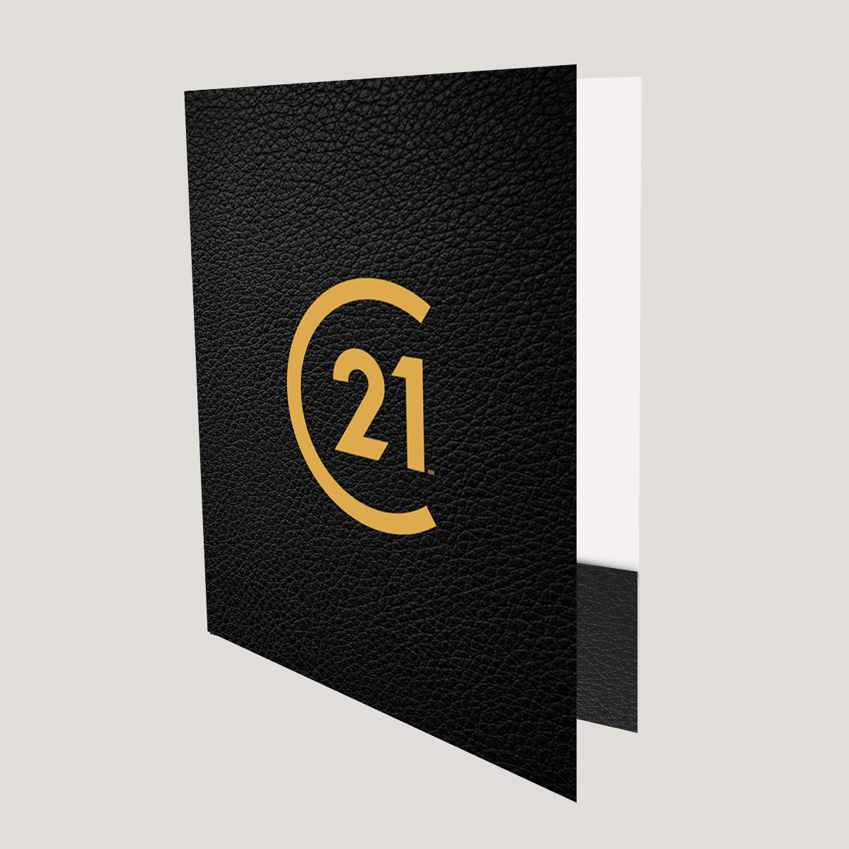C21 Black Leather - Lay Flat POCKET FOLDER - CLEARANCE (40 Pack)